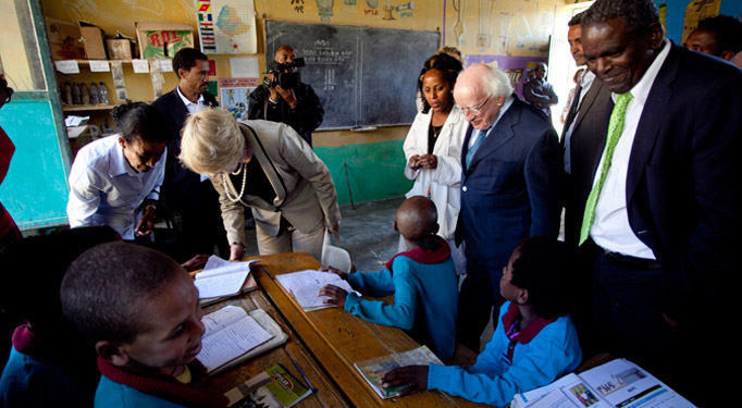 Pictured is President Michael D Higgins and his wife Sabina on a visit to the Damayno School, Tigray, Ethiopia on the sixth day of the Presidents 22 day official visit to Ethiopia, Malawi and South Africa.Photo Chris Bellew /  Fennell Photography 2014