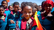 Pictured is a little girl from the Damayno School who turned out with school friends to welcome President Michael D Higgins and his wife Sabina  to their School in Tigray, Ethiopia on the sixth day of the Presidents 22 day official visit to Ethiopia, Malawi and South Africa.Photo Chris Bellew /  Fennell Photography 2014