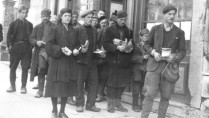People queue to receive sugar which has been sent from Ireland to Albania, 1947. Source: National Archives. 