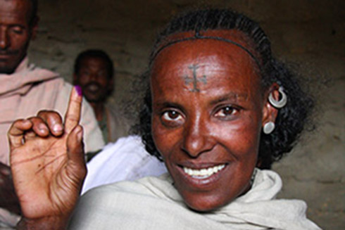 An Ethiopian woman at a religious ceremony